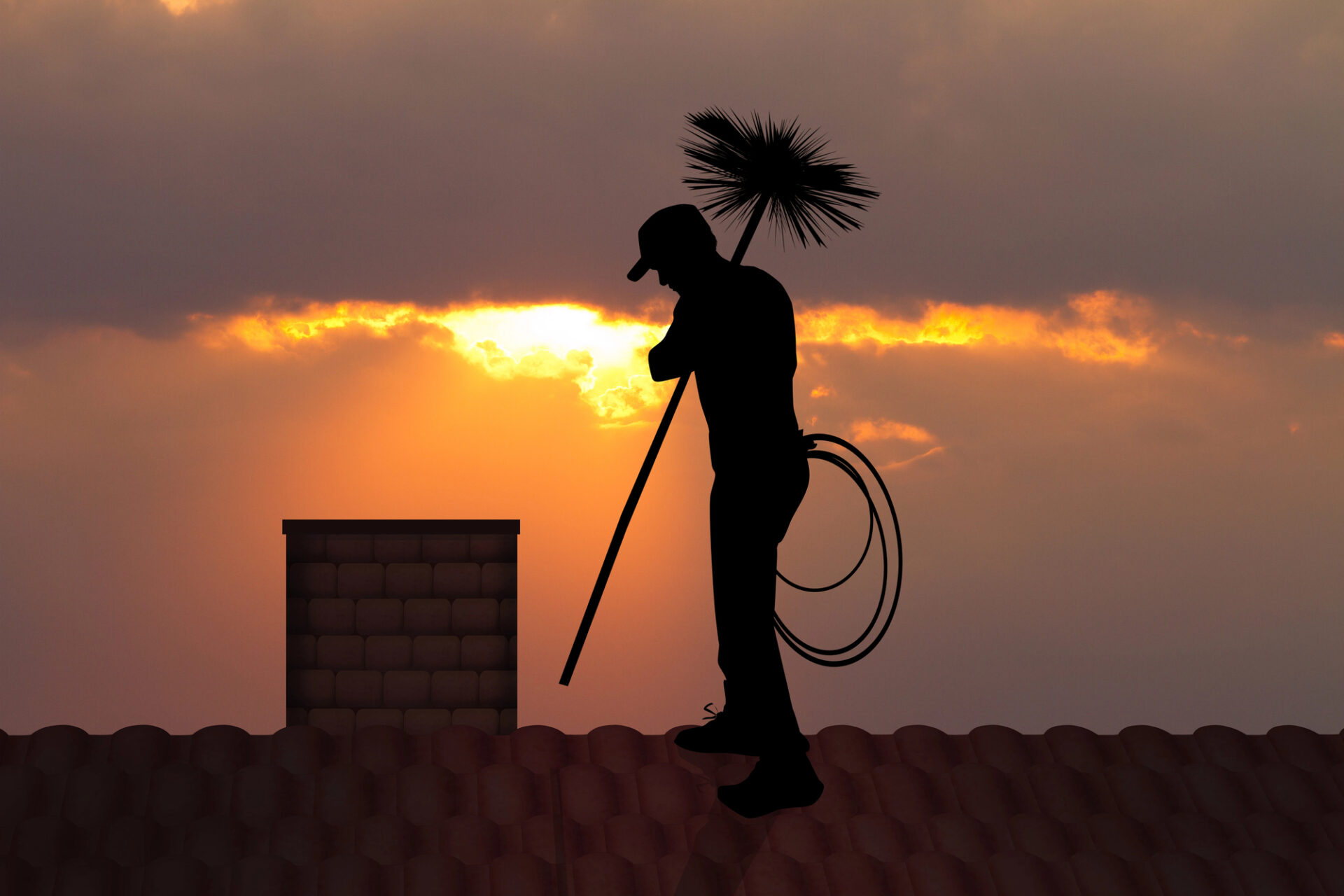 Clean chimney after professional sweeping